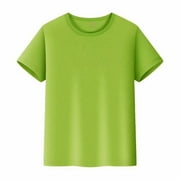 Caqnni Fashion Boys Girls T Shirt Play School Athletic Shirt Cotton Solid Color Easy Matching Tee Shirt Top SIZE 2-14 Years (A28-Green,11-12 Years)